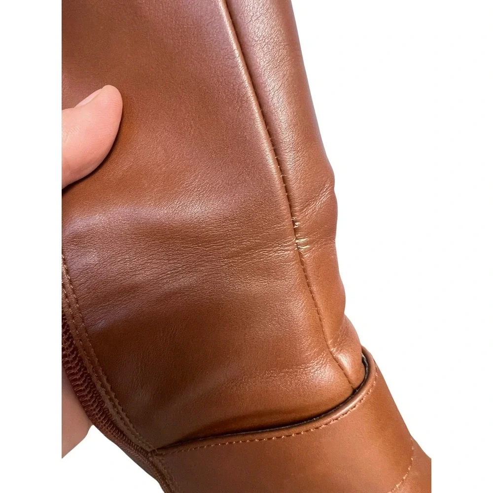 Aerosoles Chatroom Tall Knee High Riding Boots Brown Faux Leather Side Zip 11M